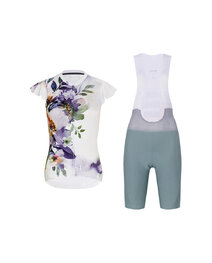 RIVANELLE Krótka koszulka kolarska i spodenki - MISS FLOWERY - zielony/biały/kolorowy